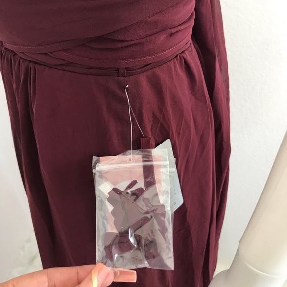 New NWT Birdy Grey “Grace” Convertible Chiffon Gown Maxi Dress Cabernet Burgundy - Picture 9 of 16